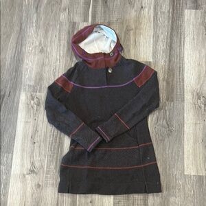 Prana Black and Red Cowl Neck Sweater with Turtleneck Style